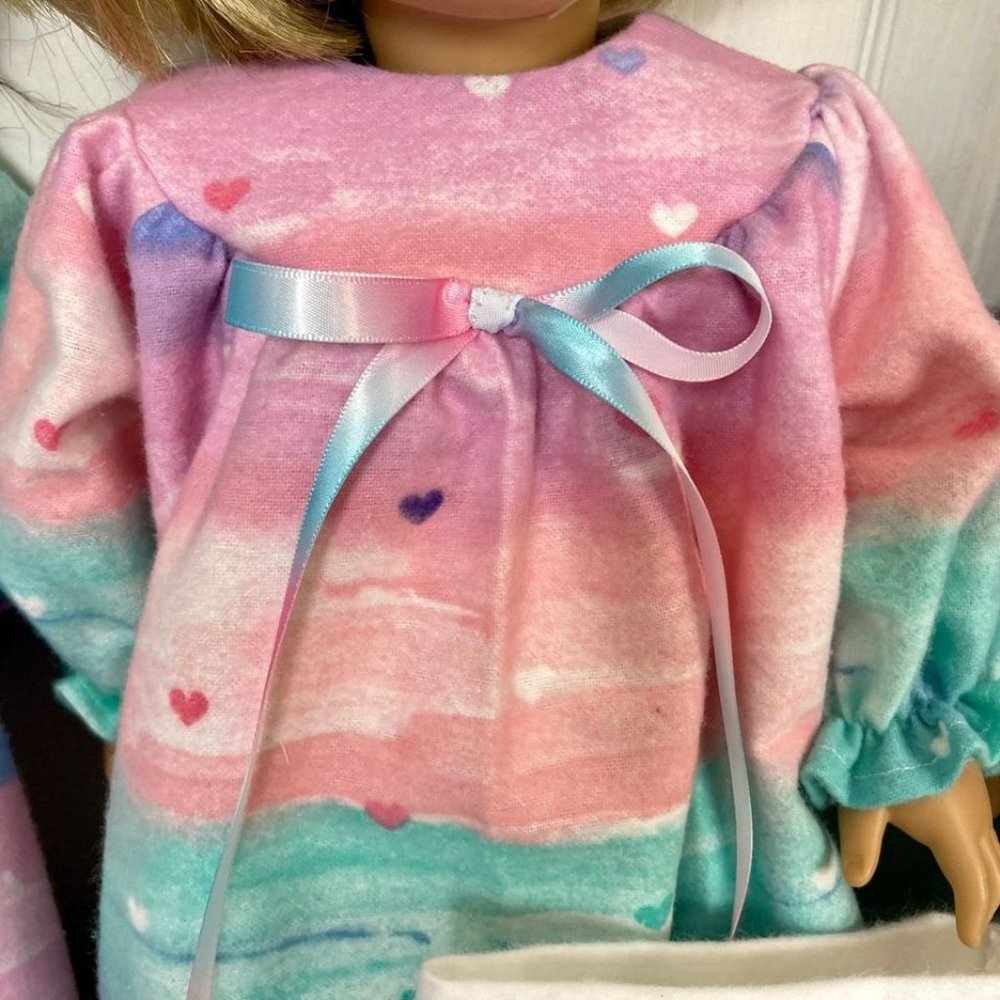 Doll Nightgown Pillow Rainbow Heart fits American Girl and 18” Dolls New Doll Cl - Picture 5 of 10